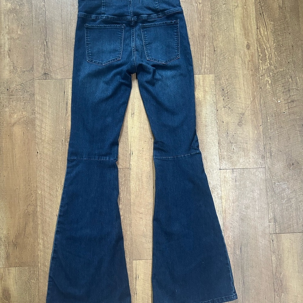 Free People Flare Jeans Dark Wash High Rise Boho Retro Size 26 - Picture 9 of 14